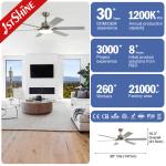 58 Inch Bedroom Ceiling Fans With Lights Reversible Silent DC Motor MDF Blade