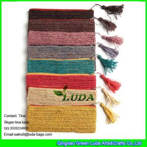 Wholesale LUDA colored raffia straw pouch cute macrame deco raffia straw handbags from china suppliers