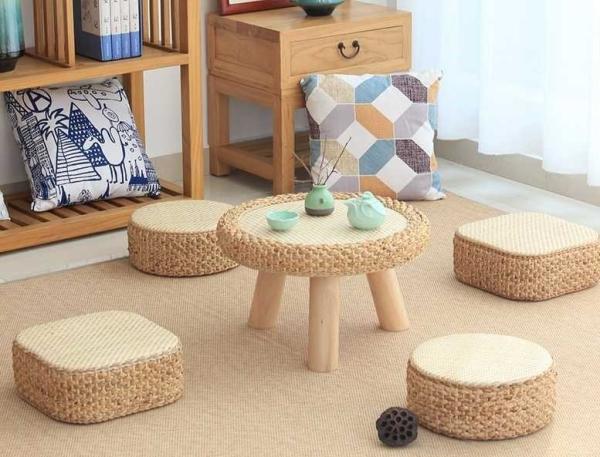 The cane makes up tatami tea table window table of the sitting room windows