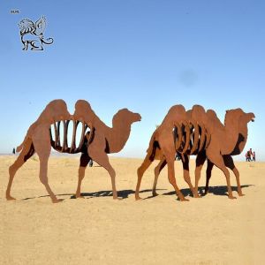 Wholesale Corten Steel Camel Sculpture Abstract Metal Animal Garden Statue Contemporary Art Decoration Desert Outdoor from china suppliers