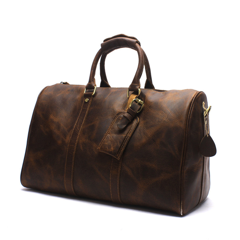 Retro Leather Luggage Classy Bags For Travel Boston Bag LB06