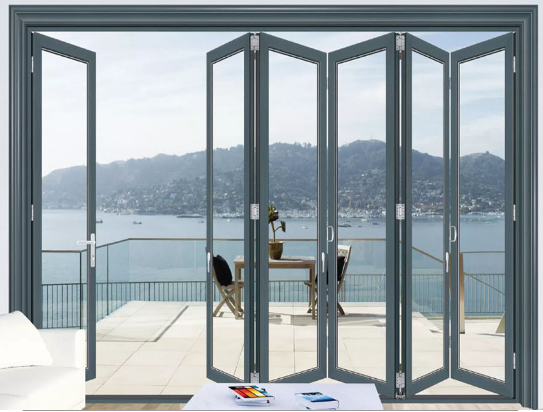 EBUNGE Exterior Double Glazed Glass Doors Folding Partition Door For Residential Or Commercial