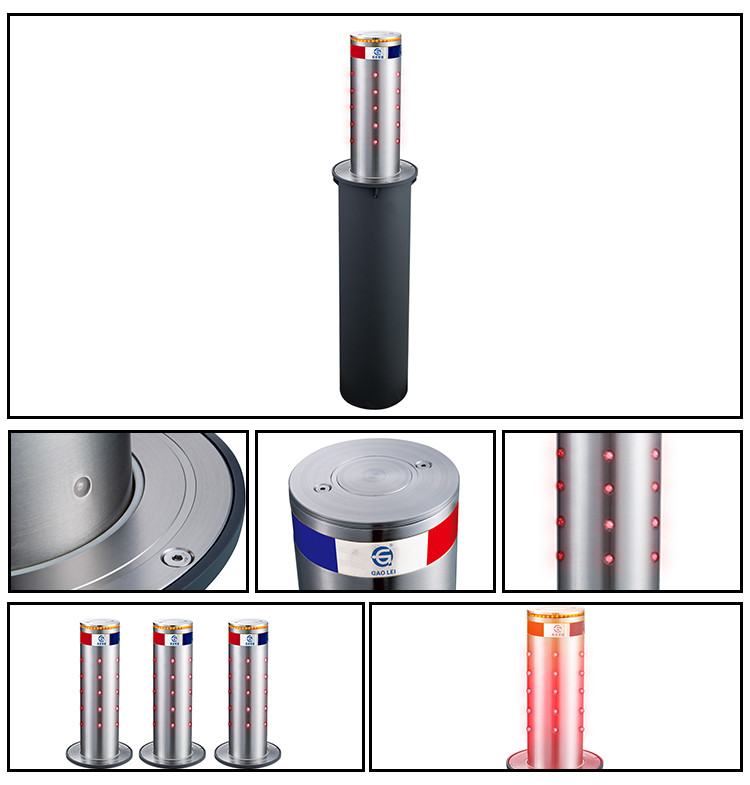 Dia 168mm Traffic Control Bollards 1.5KW 304 Steel Automatic Retractable Bollards