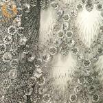 Grey Color 3D Flower Embroidery Dress Fabric 1 Yard Length