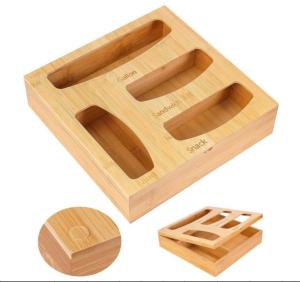 Wholesale 12x12x3 Inch Bamboo Kitchen Storage Ziplock Bag Storage Organizer from china suppliers