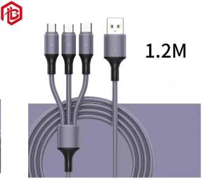 China Nylon Braided 3ft 6ft 10ft 3 In 1 Usb 3.0 Charger Cable Micro Usb Type C Fast Charging Data Cable on sale