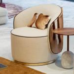 Stainless Steel Leather Swivelling Sofa Chair For Hotel Rooms