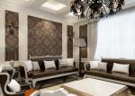 Removable Victorian Damask Wallpaper Embossed Black and Golden Pattern , 0.53