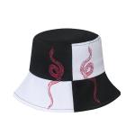 Hip-Hop Snake Pattern Totem Bucket Hat Black And White Stitching Plaid Fisherman