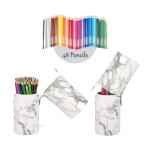 Cosmetic Marbled Faux Leather Tube Makeup Brush Holder With Snap Shut