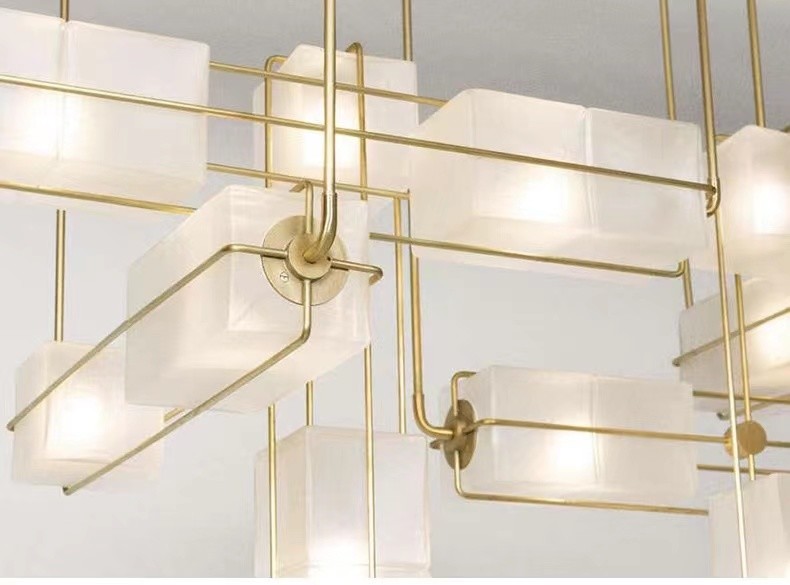 Crystal Sand White Led Ceiling Lights 24W 48W 72W Bar Cafe Custom Pendant Light