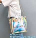 fashion shopping clear pvc tote bag, Luxury PVC Printed Women Handbags,