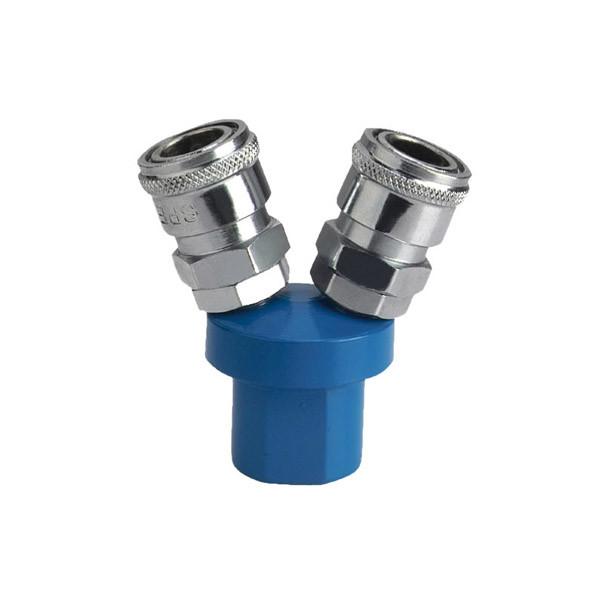 Blue Metal Pneumatic Hose Fittings , Spring Protection Slef Locking Air Hose