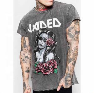 Wholesale 100% Cotton Stone Washed Trendy Oversized T Shirts With Pattern Rib Knit O Neck from china suppliers