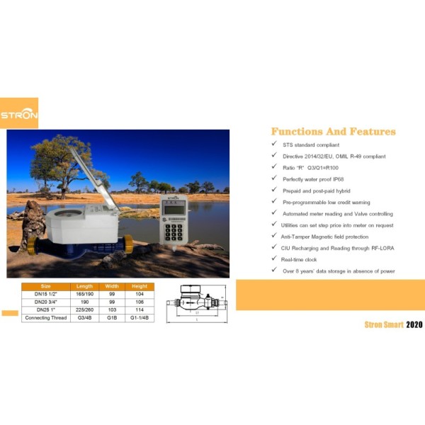 1/2 Inch Split Keyboard Prepaid Water Meter with 7.8l/h Flow Rate and Refusal Tendering