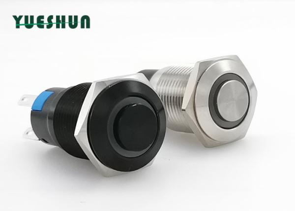 Black Oxidized Aluminum 16mm Push Button Switch , Self Locking Push Button