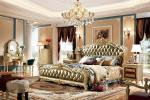 Upholstered Leather Luxury Wood Carving Super King Size Bed