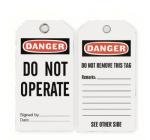 Danger Tag White Polyester Durable 2-sided Safety Tag