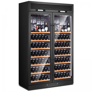 China Black Display Metal Wine Cabinet With Refrigerator Glass Door Wine Shelf on sale