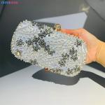 Availiable Sample Pearl Shining Diamond Rectangle Hand Bag for Ladies Wedding
