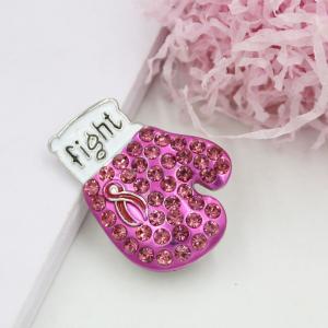 China New Arrival Breast Cancer Awareness Jewelry Pink Ribbon Fighting Box Gloves Pin Brooch Rhinestone Brooch Pins on sale