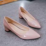 Spring Single Shoe Pointy Ladies High Heels 4cm Leather Upper Pumps Business