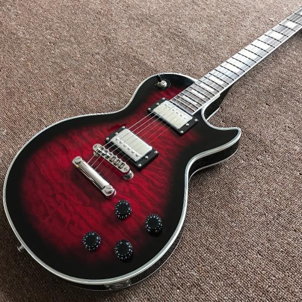 Chinese Electric Guitar with CHROME Hardware, Vintage red burst Quilted Maple