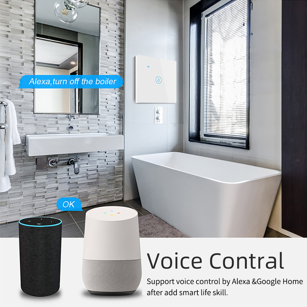 Glomarket Smart Home Remote Voice Control Touch Panel Water Heater Switch Tuya Wireless Wifi Boiler Switch