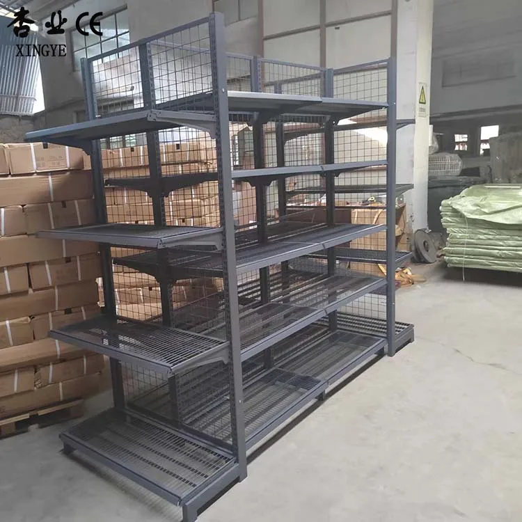 Xingye Factory Custom Size Color milk white double side grid shelf mesh gondola shelving