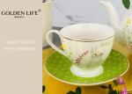 Teapot, Ceramic Floral Teapot 35oz Water Pot Coffee Pot Garden Style for Art