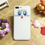PC+TPU Silk Grain Lovely Cat And Girl Face Back Cover Cell Phone Case For iPhone