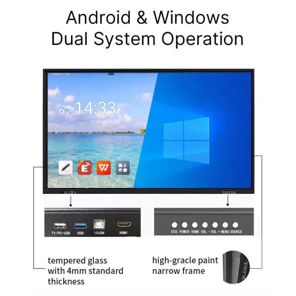 Interactive Whiteboard Collaborative Touch Screen Presentation Board With Dp Interface And High Contrast