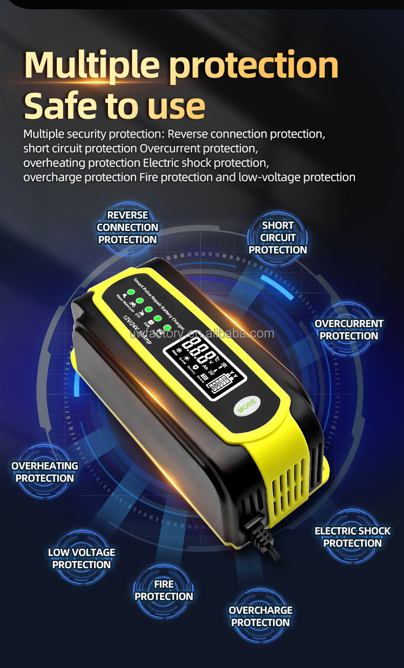 12V/24V 12V6A Smart General Motors Motorcycle Lead Acid Battery Charger with 15W/10W/7.5W/5W Automatic Identification