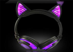 Wholesale Portable and foldable charming purple LED light wireless cat ear headphone 108L from china suppliers