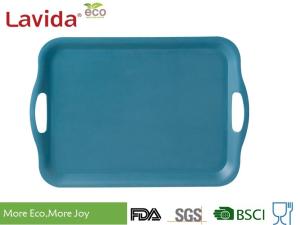 Wholesale Pinic BBQ Disposable Latest Design Bamboo fibre Tray with carring side handles Navy Blue Natural Plant Fibre Tray Set from china suppliers