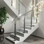 Smooth Stainless Steel Handrails with Crystal Accents for Glass Staircases
