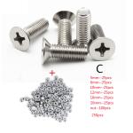 250pcs Stainless Steel M2 M3 M4 Cap Button Flat Head Screws Sets Phillips Hex
