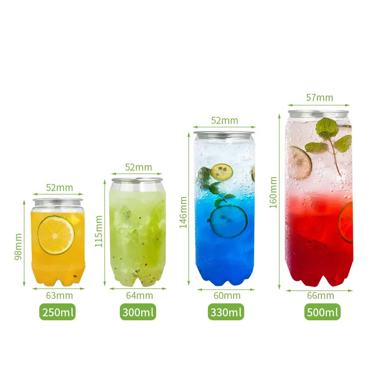 Wholesale 250ml 350ml 500ml Strong PET Plastic Bottles For Beverages With Aluminum End