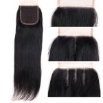 Three Part 4 X 4 Closure 100 Human Hair Extensions / Remy Human Hair Straight
