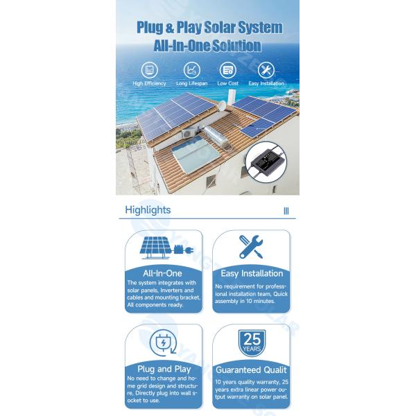 800w Plug And Play Solar System Single Phase Balcony Solar Panels 110V