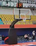 Black Hydraulic Basketball Stand Adjustable Basketball Hoop With Glass Backboard