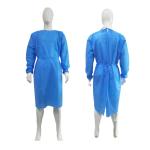 Comfortable Waterproof SMS Fabric Isolation Gown With Knitted Cuffs EN1149