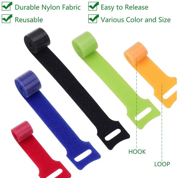 200mm Length Reusable Velcro Cable Ties Strong Stensile Velcro Wire Ties