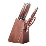 Walnut Kitchen Knife Sets 32.2cm 5Cr15Mov Stainless Steel 0.4kg With Laser