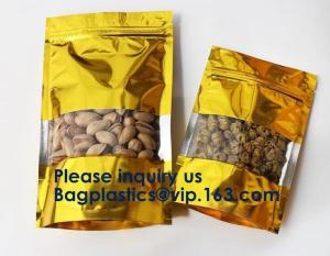 Wholesale 3 Side Seal Metallized Foil Inside Stand Up Zipper Plastic Bags/ Glossy Gold Printing Flat Foil Pouch Bagease Bagplastic from china suppliers