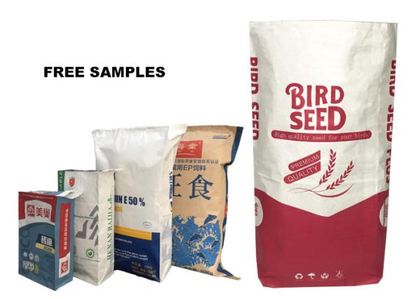 5kg 10kg 15kg 20kg 20LB 2 Layers Or 3 Ply Multi Wall Paper Sacks For Flour
