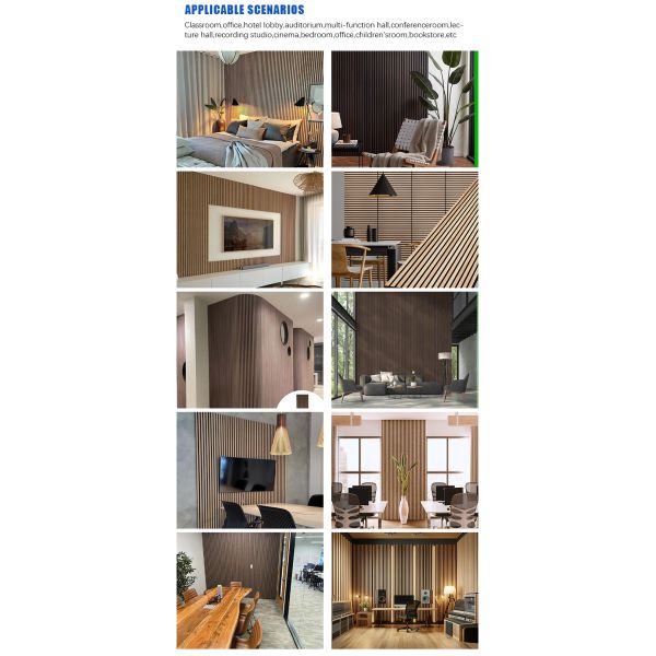 Eco Friendly Materials Wood Slat Acoustic Panel With Flame Retardant Coating