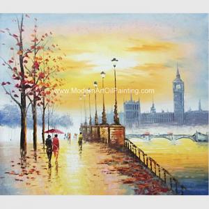 China Hand Painted Paris Oil Painting Acrylic  Scenery Building Eco Friendly For Wall Deco on sale