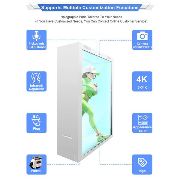 3d Hologram Display 98 inch Transparent LCD showcase Box Jewelry Museum Exhibition Video Holobox With Camera and Mic-TK