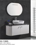 LED Mirror Wall Hung Bathroom Vanity , White Bathroom Vanity With Side Cabinet